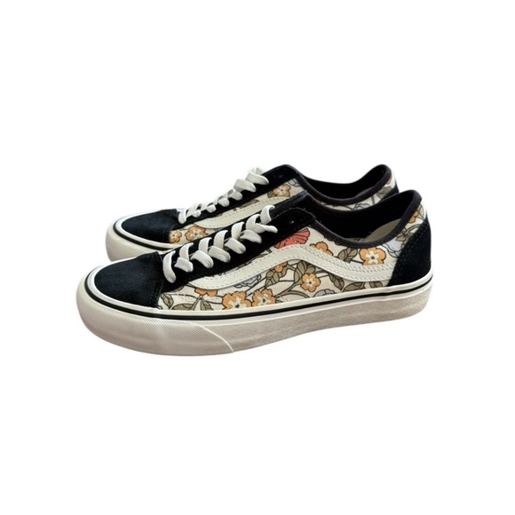 Vans Black and White Old Skool Sneakers with Floral Design Size 8 Woman’s - Picture 5 of 14